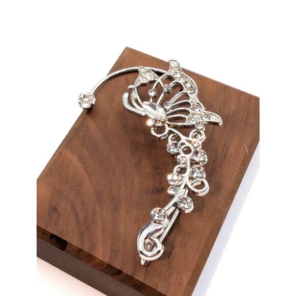 Victorian Trading Butterfly Fairy Elf Ear Wrap Rhinestone Single Left Ear Cuff - Picture 1 of 5